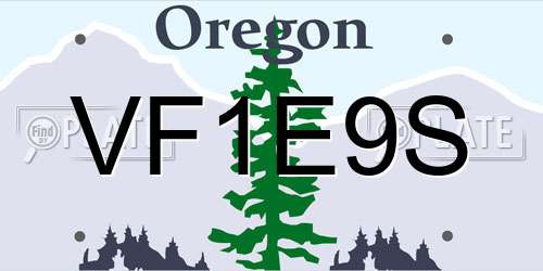 VF1E9S Oregon License Plate