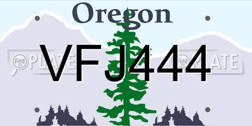 VFJ444 Oregon License Plate