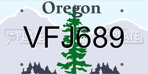 VFJ689 Oregon License Plate