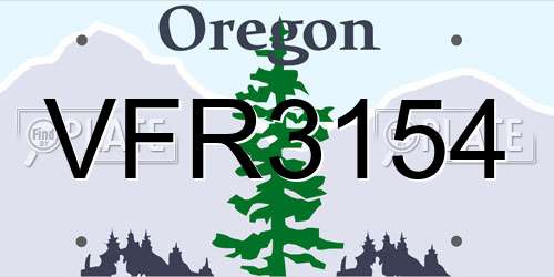 VFR3154 Oregon License Plate