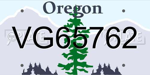 VG65762 Oregon License Plate