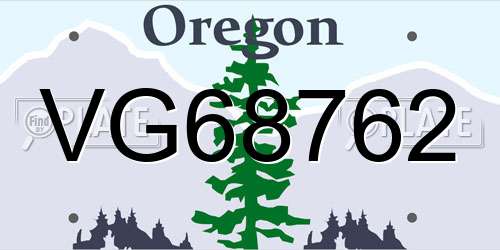 VG68762 Oregon License Plate