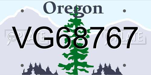 VG68767 Oregon License Plate