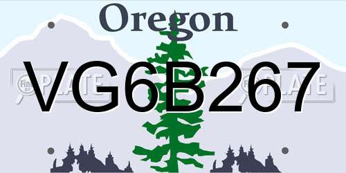 VG6B267 Oregon License Plate