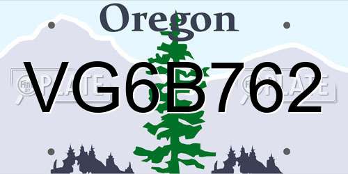 VG6B762 Oregon License Plate