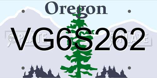 VG6S262 Oregon License Plate