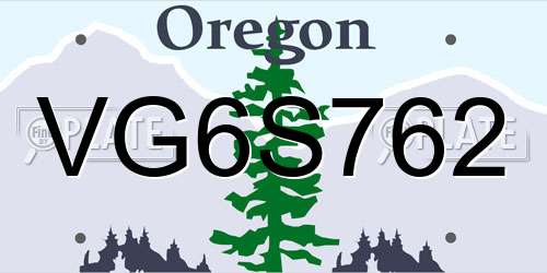 VG6S762 Oregon License Plate