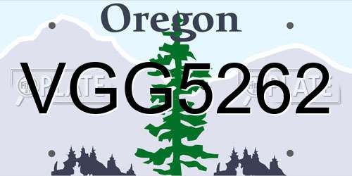 VGG5262 Oregon License Plate