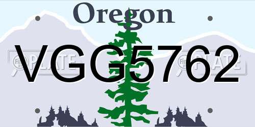 VGG5762 Oregon License Plate