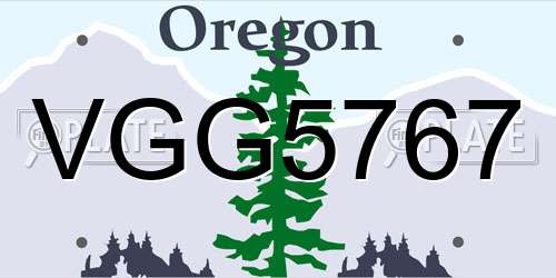 VGG5767 Oregon License Plate