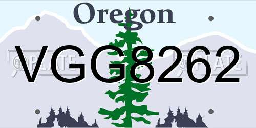 VGG8262 Oregon License Plate