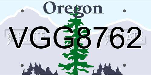 VGG8762 Oregon License Plate