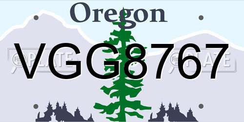 VGG8767 Oregon License Plate