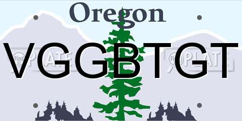 VGGBTGT Oregon License Plate