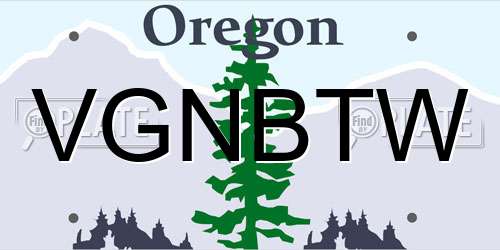 VGNBTW Oregon License Plate