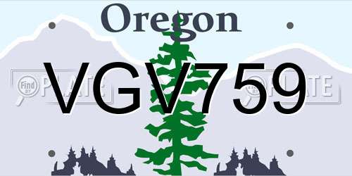 VGV759 Oregon License Plate