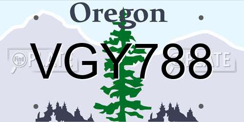 VGY788 Oregon License Plate