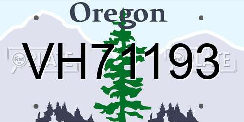VH71193 Oregon License Plate
