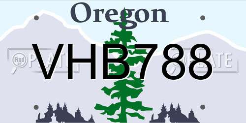 VHB788 Oregon License Plate