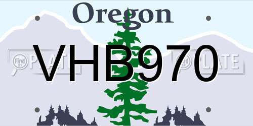 VHB970 Oregon License Plate