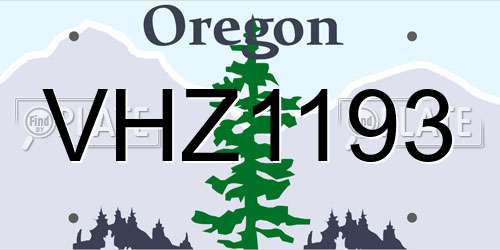 VHZ1193 Oregon License Plate