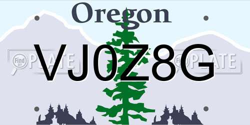VJ0Z8G Oregon License Plate