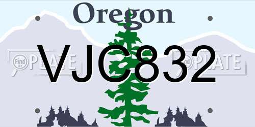 VJC832 Oregon License Plate