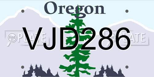 VJD286 Oregon License Plate