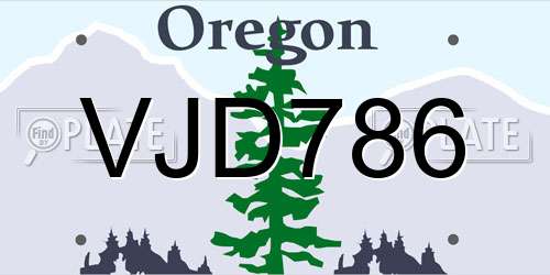 VJD786 Oregon License Plate