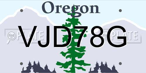 VJD78G Oregon License Plate