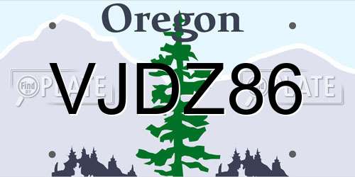 VJDZ86 Oregon License Plate