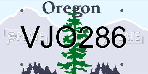 VJO286 Oregon License Plate