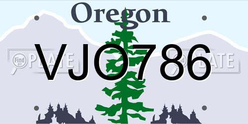 VJO786 Oregon License Plate