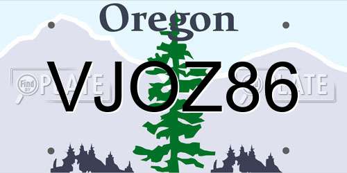 VJOZ86 Oregon License Plate