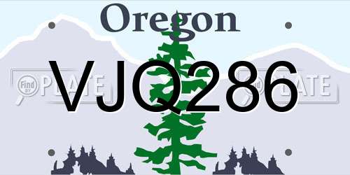 VJQ286 Oregon License Plate