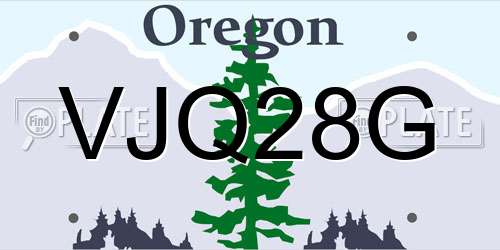 VJQ28G Oregon License Plate