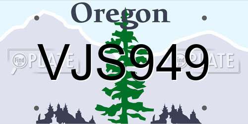 VJS949 Oregon License Plate