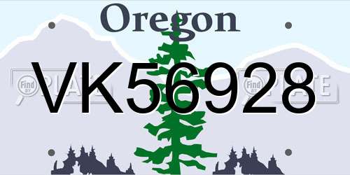 VK56928 Oregon License Plate