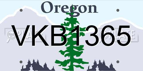 VKB1365 Oregon License Plate