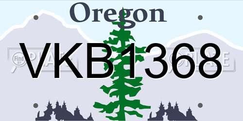 VKB1368 Oregon License Plate