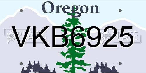 VKB6925 Oregon License Plate