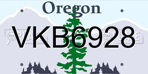 VKB6928 Oregon License Plate