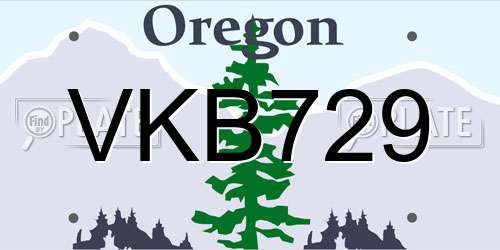 VKB729 Oregon License Plate