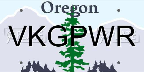VKGPWR Oregon License Plate