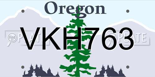 VKH763 Oregon License Plate