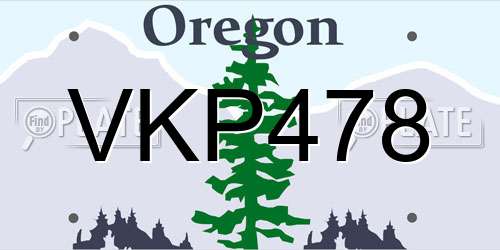 VKP478 Oregon License Plate