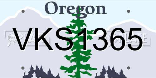VKS1365 Oregon License Plate
