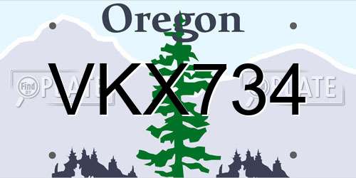 VKX734 Oregon License Plate