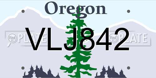 VLJ842 Oregon License Plate