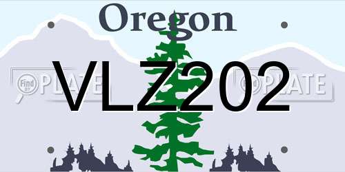 VLZ202 Oregon License Plate